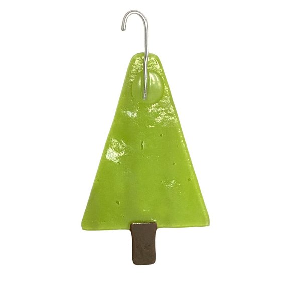 Christmas Tree Fused Glass Handmade Ornament 6in Tall with Hook - Picture 4 of 6